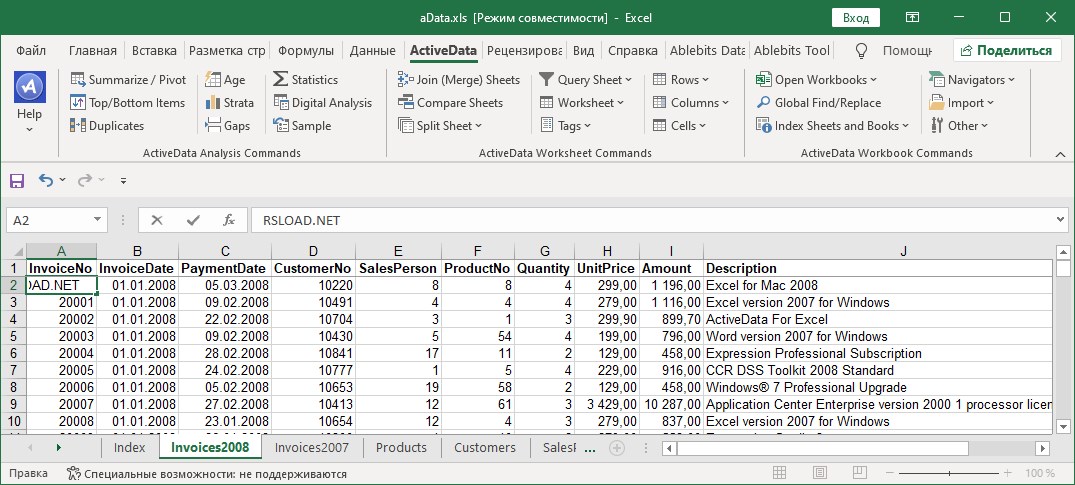 ActiveData For Excel + crack