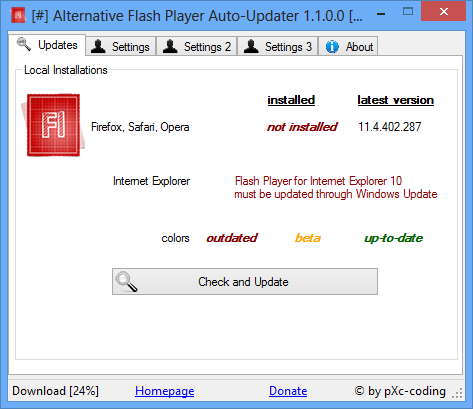Alternative Flash Player Auto-Updater