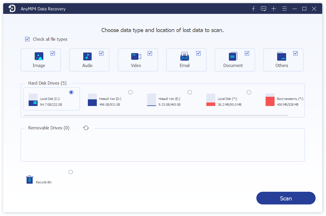 AnyMP4 Data Recovery скачать