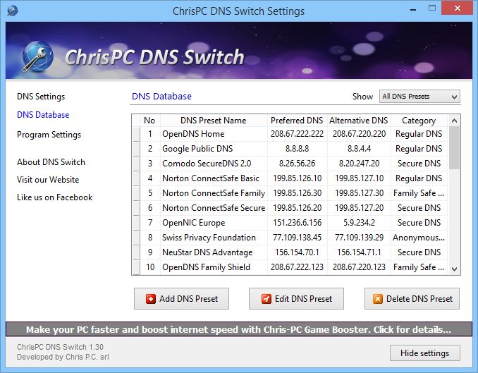 ChrisPC DNS Switch
