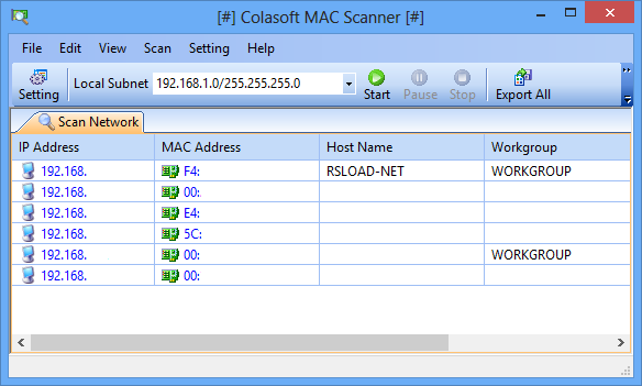 Colasoft MAC Scanner