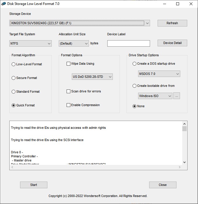 Disk Storage Low Level Format Pro