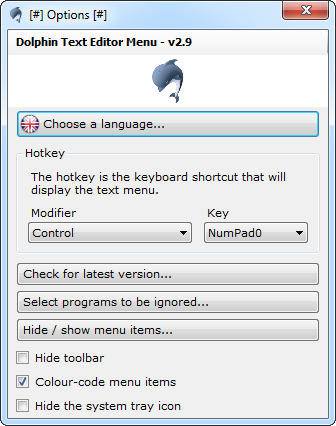 Dolphin Text Editor Menu