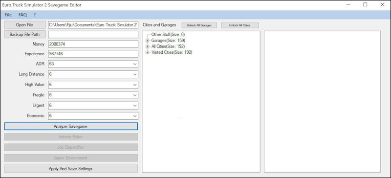 ETS2 Savegame Editor