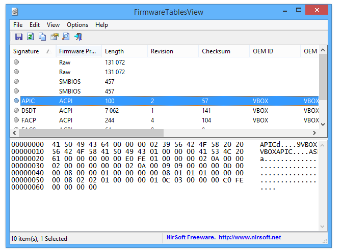 FirmwareTablesView