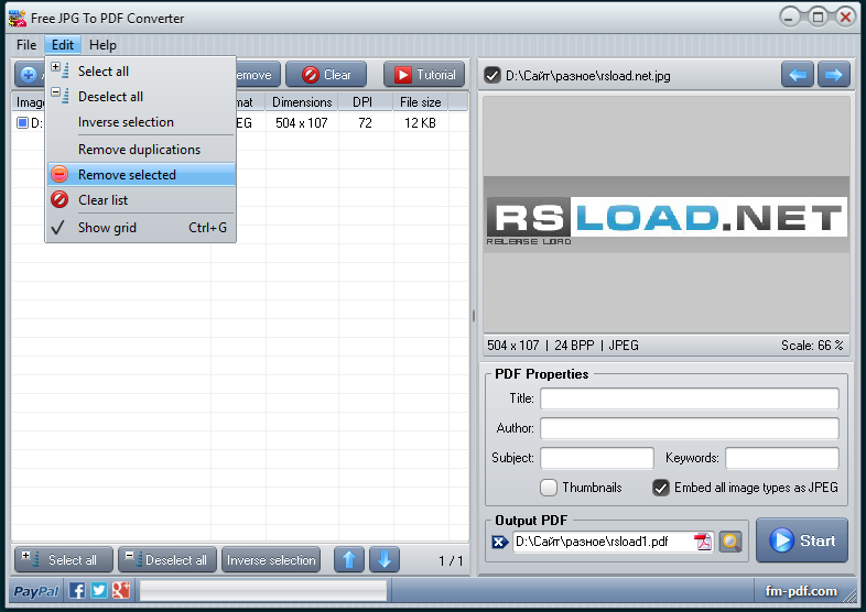 Free JPG To PDF Converter скачать
