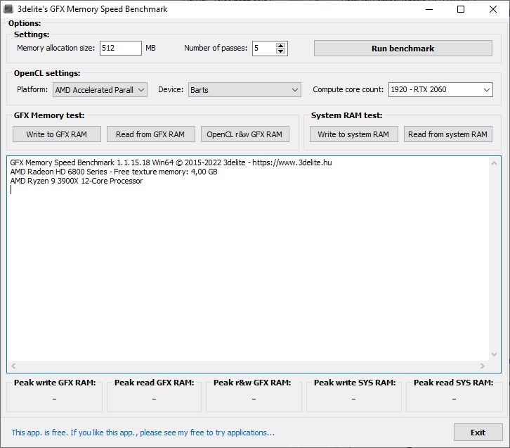 GFX Memory Speed Benchmark