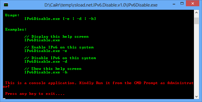 IPv6 Disable