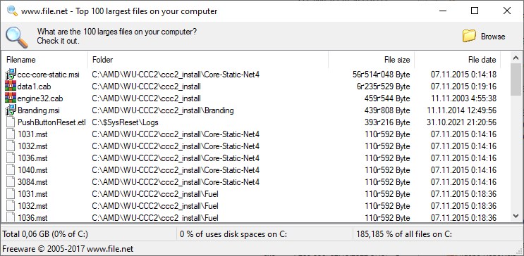 Largest Files Finder