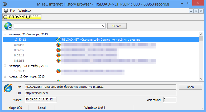 MiTeC Internet History Browser