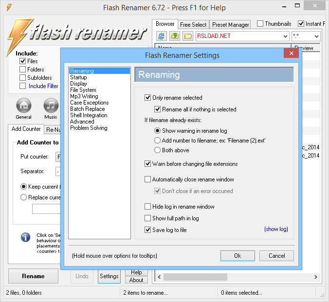 RL Vision Flash Renamer