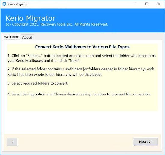 RecoveryTools Kerio Migrator