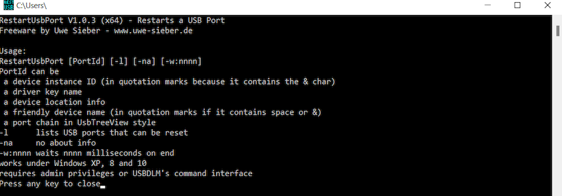 RestartUsbPort