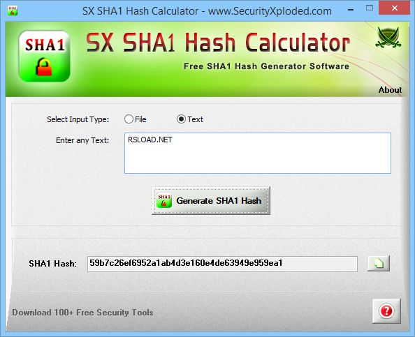 SX SHA1 Hash Calculator