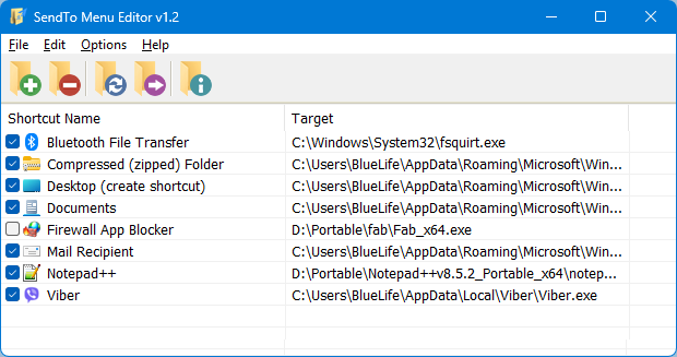 SendTo Menu Editor