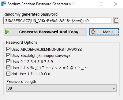 Sordum Random Password Generator
