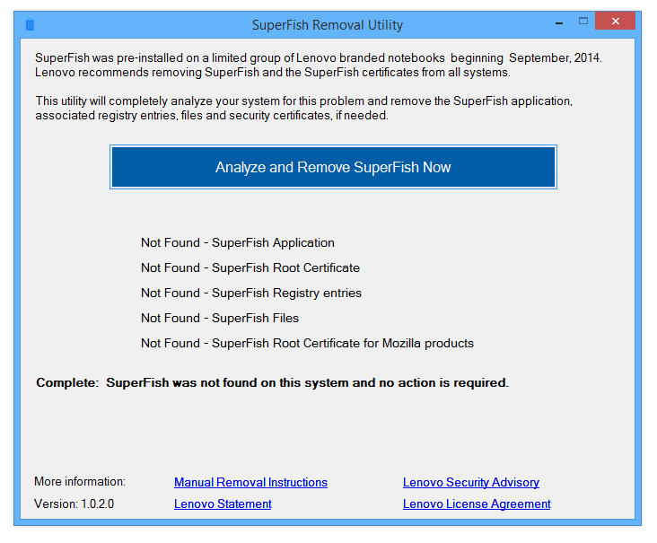 SuperFish Removal Tool