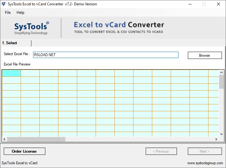 SysTools Excel to vCard Converter