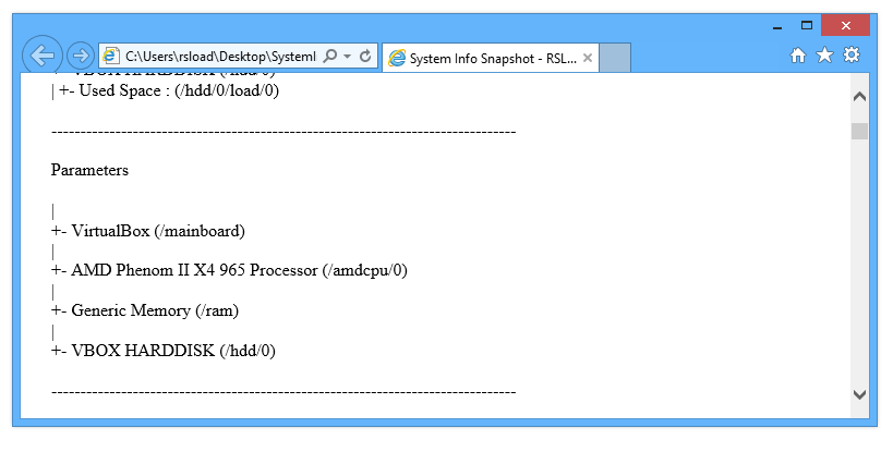 System Info Snapshot