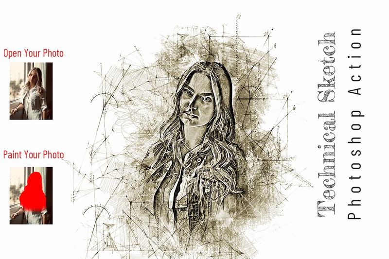 Technical Sketch Photoshop Action
