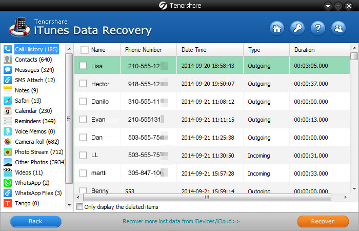 Tenorshare iTunes Data Recovery бесплатно