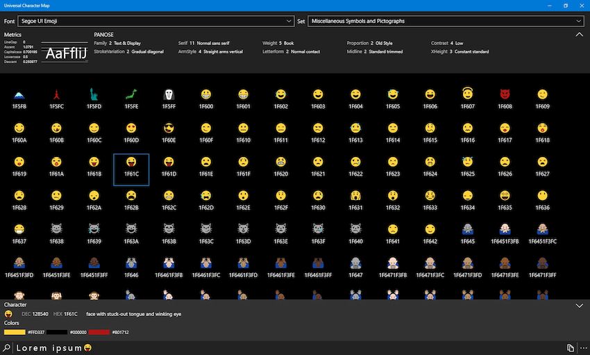 Universal Character Map