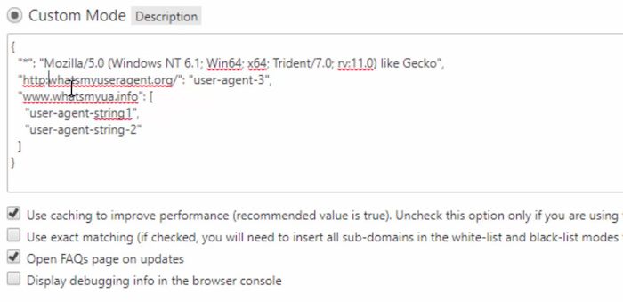 User-Agent Switcher and Manager