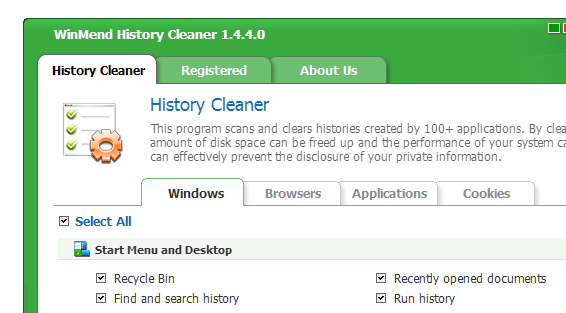 WinMend History Cleaner