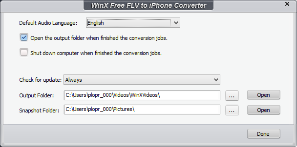 WinX Free FLV to iPhone Video Converter