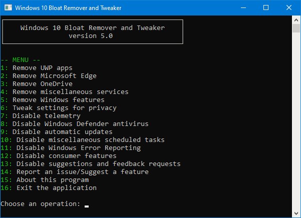 Windows 10 Bloat Remover and Tweaker