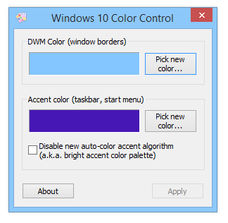 Windows 10 Color Control