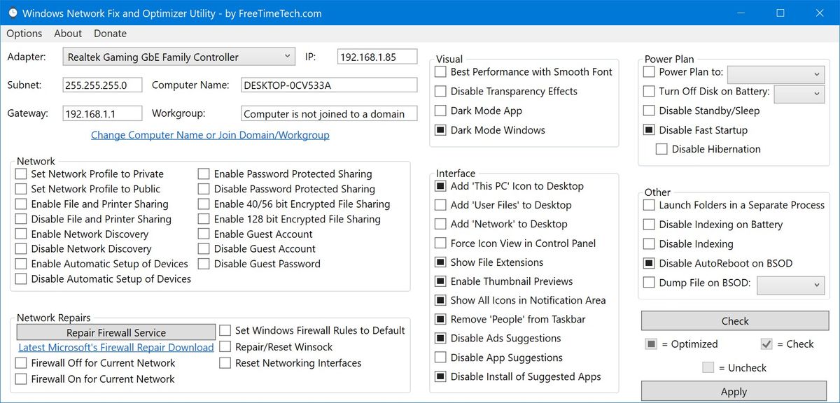 Windows 10 Network Fix and Optimizer Utility