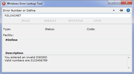 Windows Error Lookup Tool