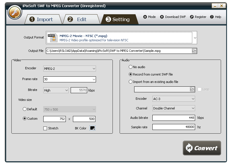 программа iPixSoft SWF to MPEG Converter