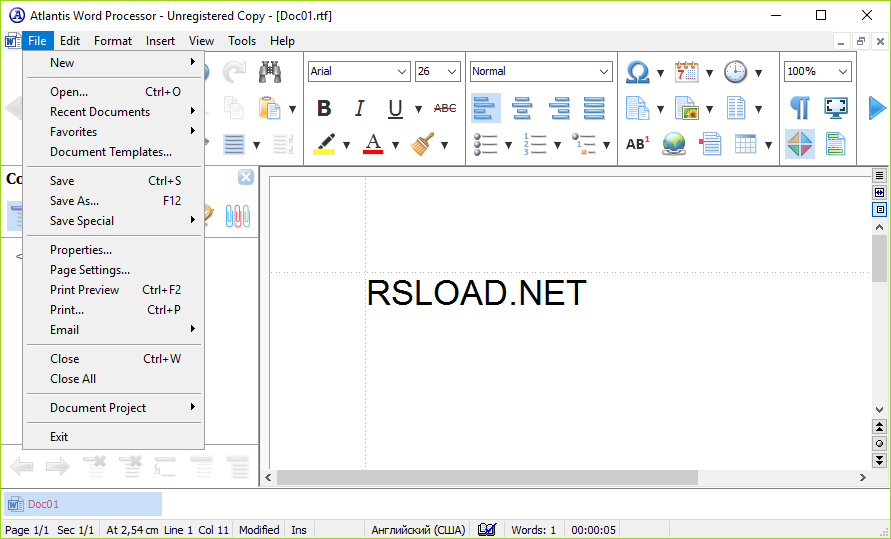 скачать Atlantis Word Processor